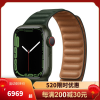 苹果APPLE智能手表Watch Series 7系列 IP6X防水 蓝牙5.0 GPS+蜂窝款 皮制链式表带 41毫米