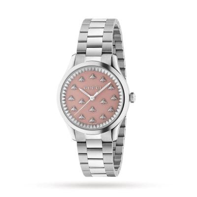 古驰(GUCCI)女表G-Timeless 不锈钢粉色表盘手表经典舒适百搭全球购