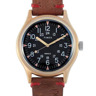 天美时(Timex)男士 MK1 皮革黑色表盘石英手表