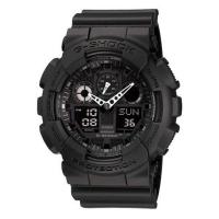 卡西欧(CASIO)男士 G-Shock 简约百搭防水计时树脂黑色表盘石英手表GA100-1A1