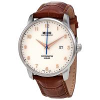 美度(Mido) 男士 Baroncelli Jubilee 皮革象牙色表盘时尚百搭机械手表M0376081626200