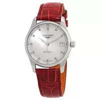 浪琴(LONGINES) 瑞士手表 Master 自动钻石白色表盘皮革女士机械手表 L2.357.4.87.2