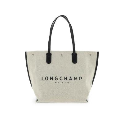 珑骧Longchamp女士百搭时尚银灰色多彩点点棉布购物袋手提肩背两用包10090HSG