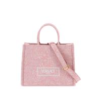 (Versace)范思哲女士时尚百搭方形f粉色提花棉混纺帆布手提包复古徽标刺绣斜挎包1011562 1A09741
