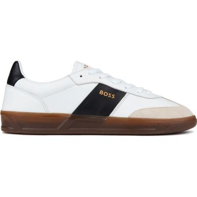 BOSS Brandon Tenn 运动鞋白色/黑色专柜男款海外购经典款帆布鞋复古运动板鞋