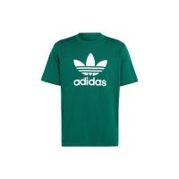 全球购Adidas Originals三叶草印花夏季圆领短袖T恤男女同款绿色中性款式IR7976