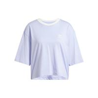 海外代购Adidas Originals三叶草字母Logo印花运动宽松短袖美式复古T恤女款浅紫IT9820