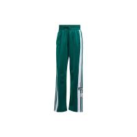 adidas originals三叶草 Adibreak Pants 条纹拼色侧开排扣针织运动裤女款森林绿IR9792