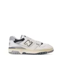 新百伦(New Balance)小牛皮拼接透气跑鞋男休闲运动鞋白色灰黑拼