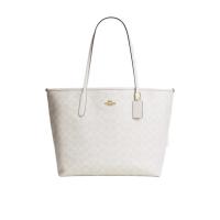 蔻驰(COACH)女士涂层帆布手提托特包大容量实用百搭配饰城市休闲