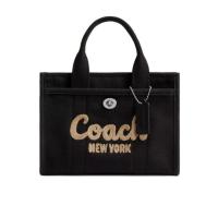 蔻驰(COACH)女士帆布罗缎徽标字母单肩包手提斜挎两用百搭配饰日