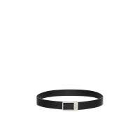 古驰(GUCCI)银色五金矩形扣粒面皮革男款腰带3 5cm时尚商务休闲皮带