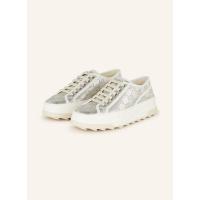 古驰(GUCCI)意大利进口女鞋休闲板鞋金属光泽提花织物拼接连平台