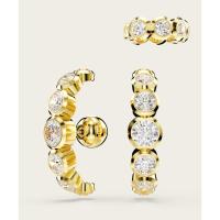 施华洛世奇(SWAROVSKI)中性耳饰时尚圆形切割镶白色水晶金色耳环套装
