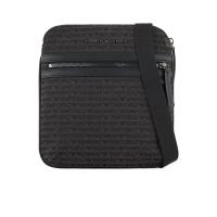 Emporio Armani拉链闭合可调节肩带男士单肩包棉涤混纺日常休闲风