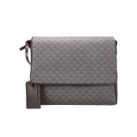 Emporio Armani男士翻盖单肩斜挎包 皮革可调节肩带 时尚休闲包