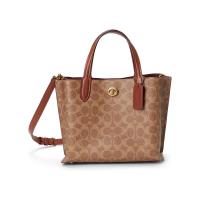 COACH女士优雅手提托特包cm百搭通勤皮质手拎斜挎两用包