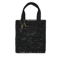 女款托特包天然藤编手提包复古金色五金购物袋