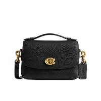 COACH女士经典徽标斜挎包 24新款转扣闭合皮质耐用日常休闲链条单肩包