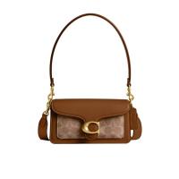 COACH小牛皮涂层帆布斜挎包女士多功能单肩包可调节手柄抽绳设计