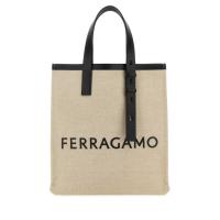 Salvatore Ferragamo帆布手提购物袋耐用环保大容量男士休闲手拿包商务手提包