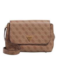 盖尔斯(GUESS)女款轻便斜挎包棕皮纹金属扣大容量休闲通勤包