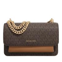 Michael Kors大容量托特包女士斜挎包仿皮手提通勤手袋棕色金属链条