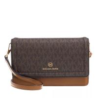 MK女式斜挎包棕色皮质轻奢手机袋可调节肩带多口袋手提送女友礼物