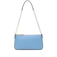 女包蓝色牛皮肩包拉链手拿包日常出行聚会休闲优雅