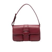 女士单肩包 新款轻奢中号翻盖单肩包可调肩带金属配件真皮质感