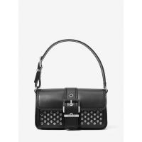 精致百搭五金装饰皮革斜挎包通勤手提中号都市休闲潮酷女包