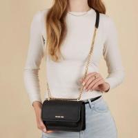 Michael Kors女士单肩包黑皮简约通勤斜挎包送女友七夕礼物