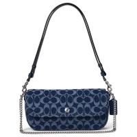 COACH女款经典单肩斜挎包时尚牛仔与皮革拼接设计