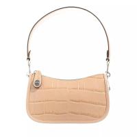 COACH女单肩包纹斜挎包Embossed Croc Swinger 20 Buff可调节肩带