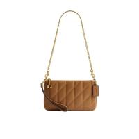 COACH/蔻驰精致绗缝设计女款纳帕皮斜挎包小巧链条包金属点缀日常