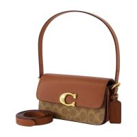 COACH女士光滑小牛皮涂层帆布签名单肩斜挎包