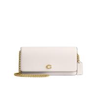 COACH牛皮大号链条单肩包翻盖按扣设计女士托特包斜挎手提两用包