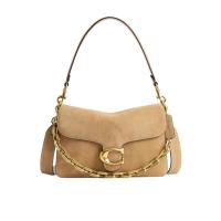 COACH女士真皮链条手提包单肩斜挎大容量日常通勤翻盖女包送女友礼物