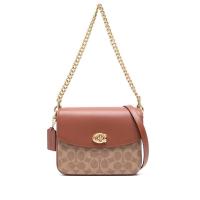 COACH女款斜挎肩包PVC牛皮拼接轻便时尚百搭手提单肩短链条