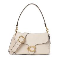 COACH女士真皮棉麻拼接可调节斜挎单肩包抽绳手提大容量日常通勤手袋