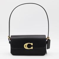 COACH精致翻盖女式单肩斜挎包优雅皮革与织物拼接设计