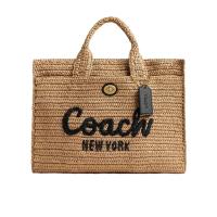 COACH大容量托特包女士实用帆布抽绳手提斜挎包多功能商务休闲两用包
