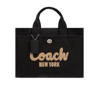 COACH女士刺绣徽标可调节帆布单肩包大容量斜挎包日常通勤潮流