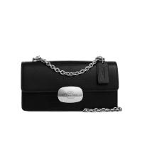 COACH压纹与光滑拼接皮革女士翻盖斜挎包多功能口袋cm