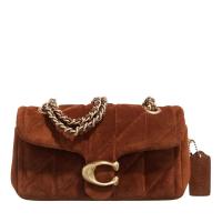 COACH女式轻奢气质简约拼接麂皮温棕托特链条单肩斜挎包