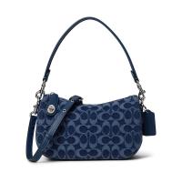 COACH蔻驰复古风牛仔布拉链单肩包轻巧耐用多用途斜挎包