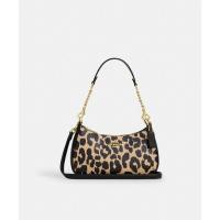 COACH蔻驰单肩包女双肩带容量大层叠口袋易于收纳豹纹印花