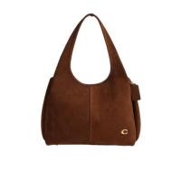 COACH蔻驰肩包女大容量多隔层设计保护脚设计便携棕色绒面质感