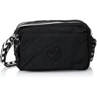 Kipling凯浦林单肩包女轻便防水大容量可调节肩带黑色条纹装饰