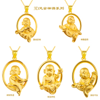黄金码头3D硬金足金999佛缘吊坠男女母亲节生日送爱人禅黄金坠子